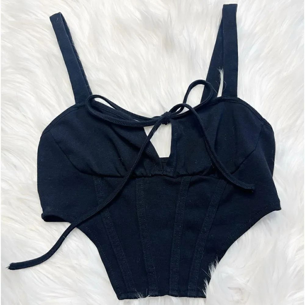 SHEIN Cropped Bustier Top Black Size XS